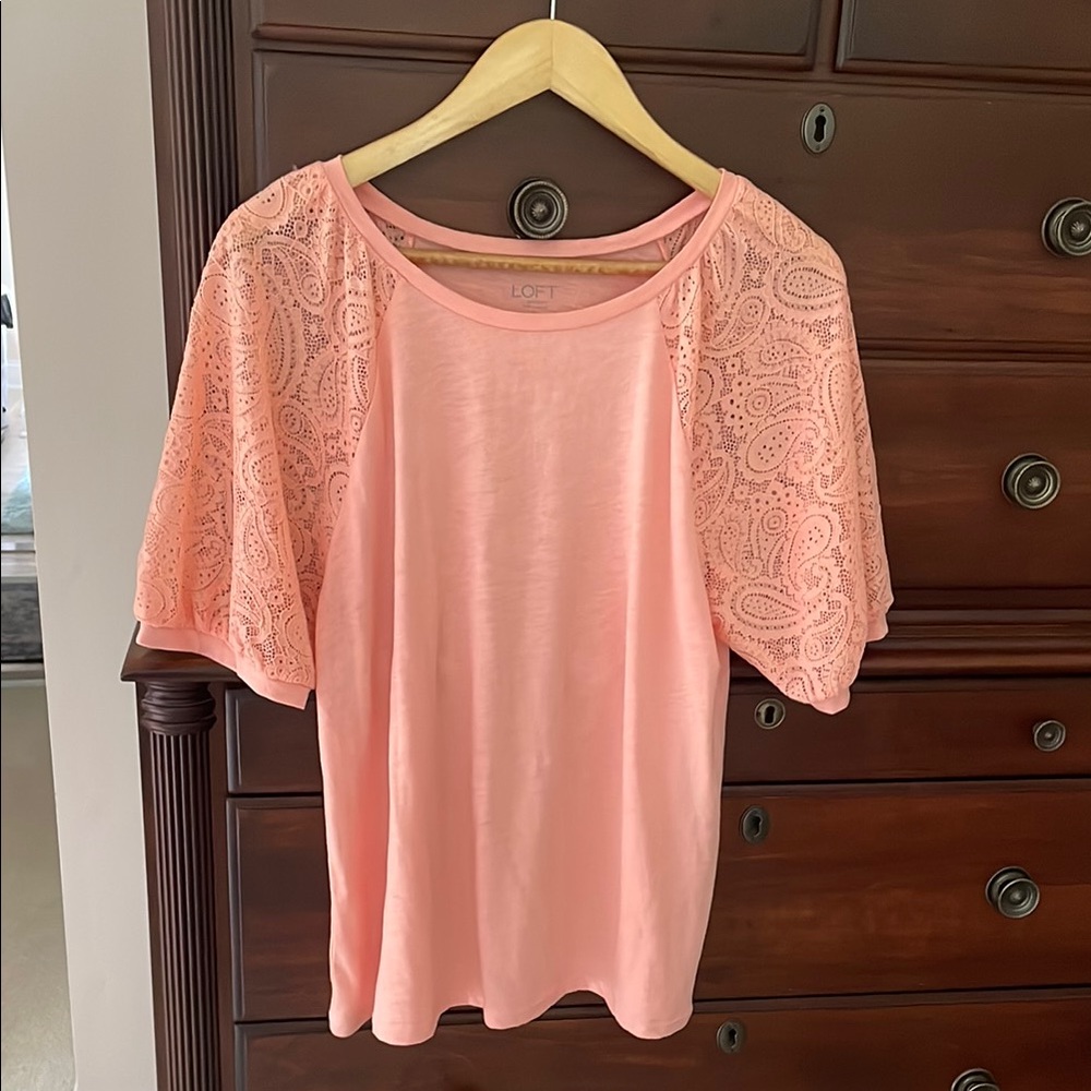 LOFT Peach Embellished Relaxed Blouse